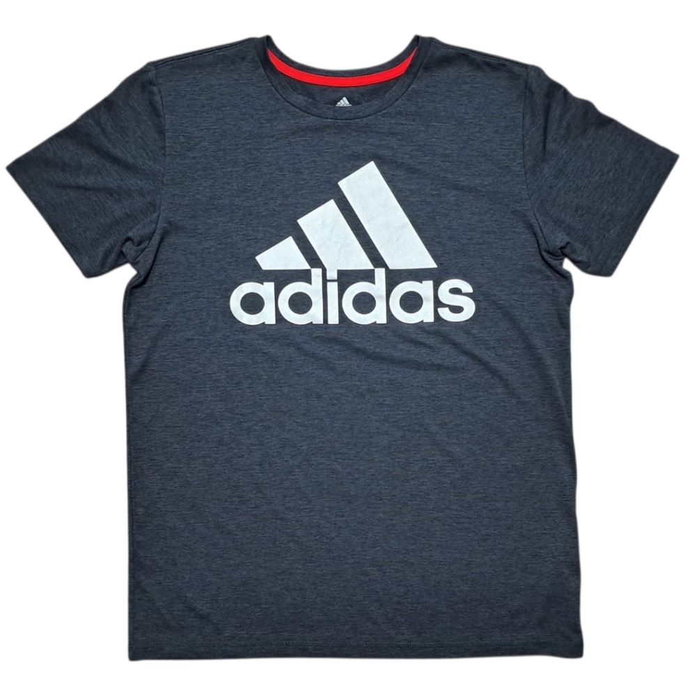 Adidas Womens Graphic Tee Charcoal Gray Heathered Short‎ Sleeve Logo T-Shirt